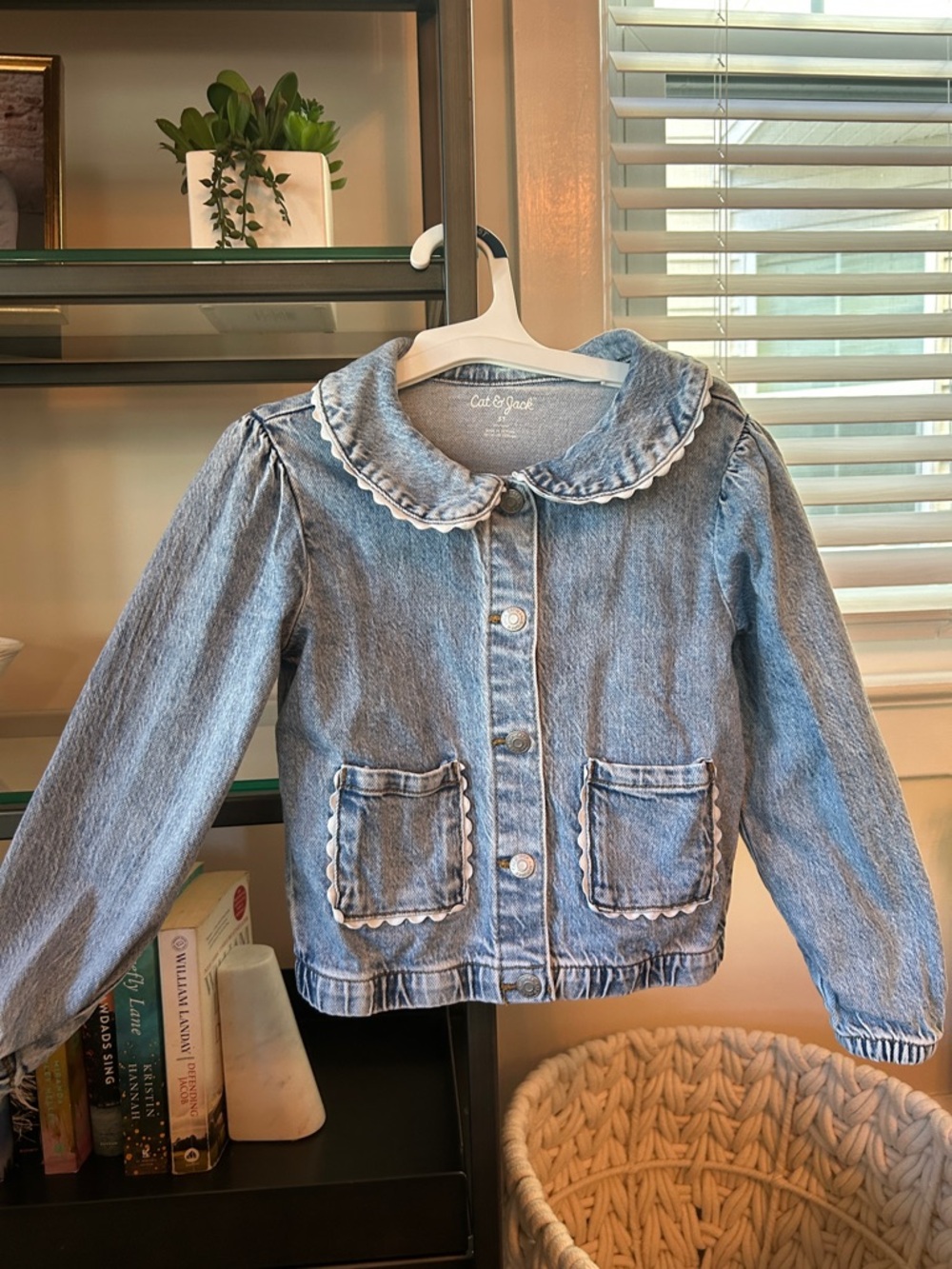 Cat & Jack Light Blue Denim Jacket with Scalloped Trim